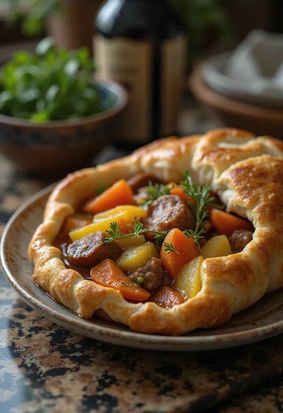 Baeckeoffe servírované v tradiční míse