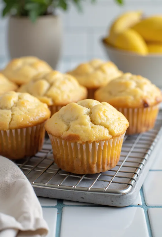 Citronovo-banánové muffiny při podávání