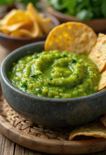 Mexická salsa verde při podávání