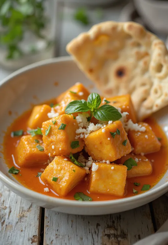 Pečené tofu v thajské omáčce servírované