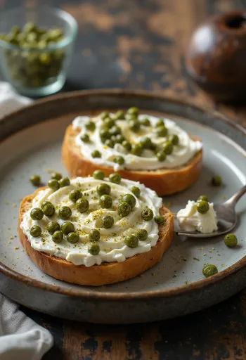 Bagel s kapary a smetanovým sýrem, zdobený čerstvou petrželkou