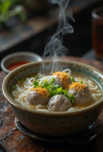 Miska s polévkou Bakso a nudlemi