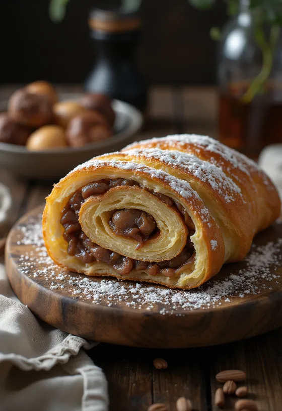 Kaštanové bejgli nakrájené na plátky, ozdobené