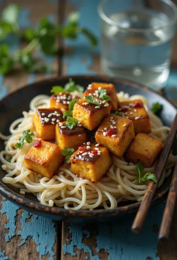 Pečené tofu s thajskou zálivkou servírované