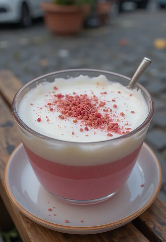 Ayran s růžovým pepřem servírovaný s ledem