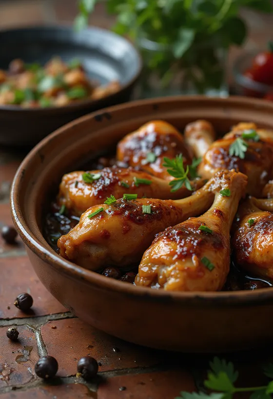 Filipínské kuřecí adobo v tmavé sójové omáčce