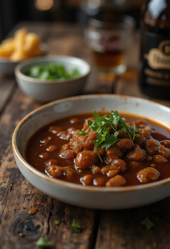 Ostrá tamarindová omáčka podávaná s grilovaným masem