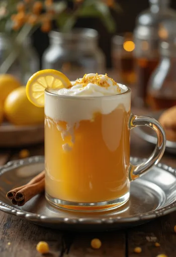 Lipový cider podávaný ve sklenici