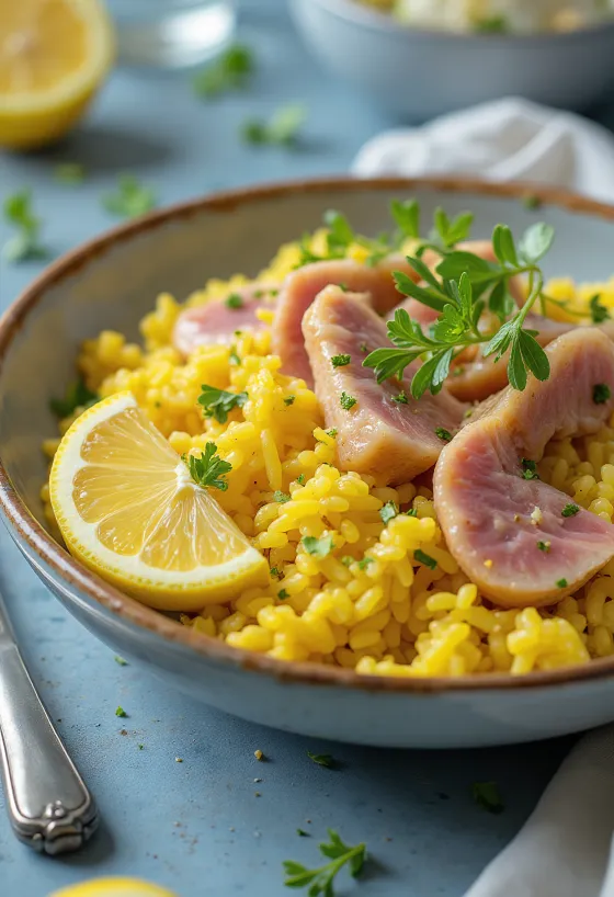 Klasické Kedgeree s tuňákem, kombinace vajec a rýže