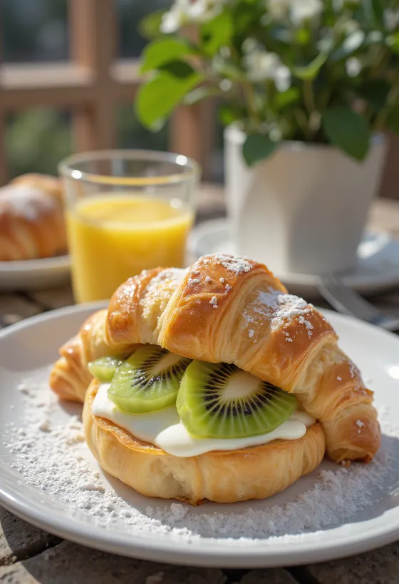 Kiwi croissant při podávání