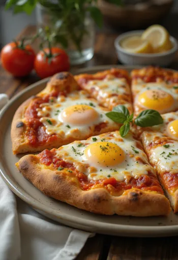 Pizza a caballo se sázeným vejcem