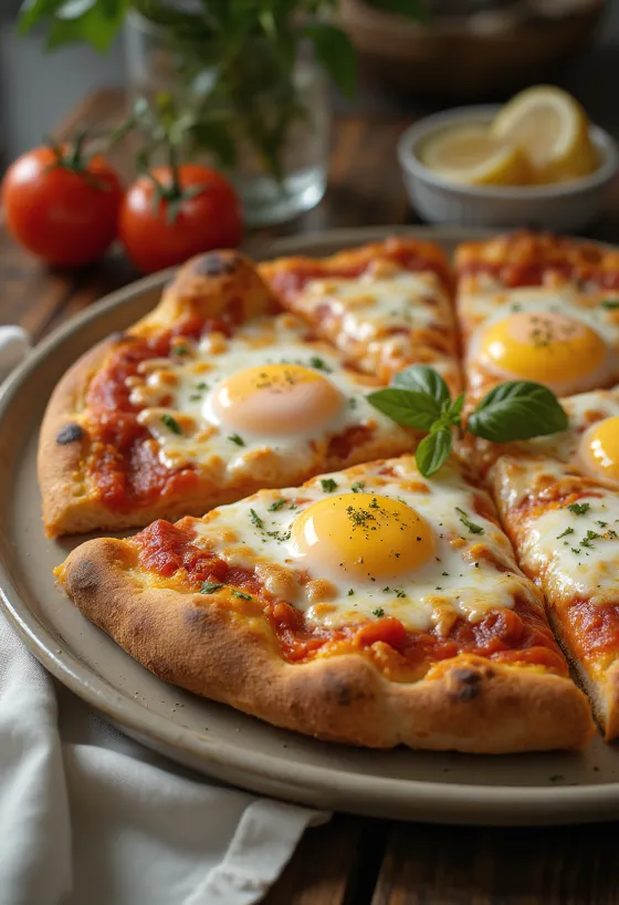 Pizza a caballo se sázeným vejcem