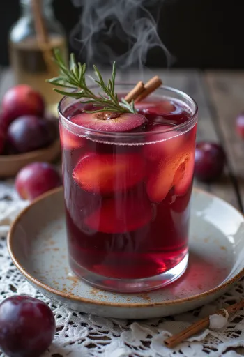 Švestkový cider podávaný ve sklenici