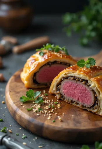 Hovězí Wellington servírované
