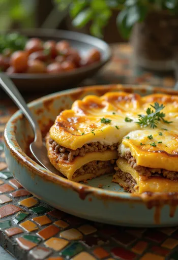 Pastelón se sladkými banány, servírovaný