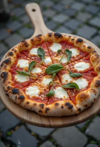 Čerstvě upečená pizza s kozím sýrem
