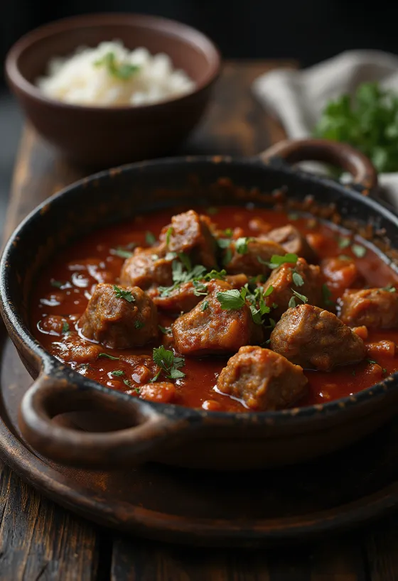 Rogan Josh s jehněčím, podávané v kořeněné omáčce