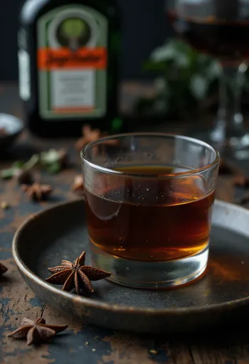 Domácí Jägermeister podávaný v láhvi