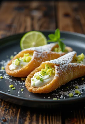 Limetkové cannoli servírované