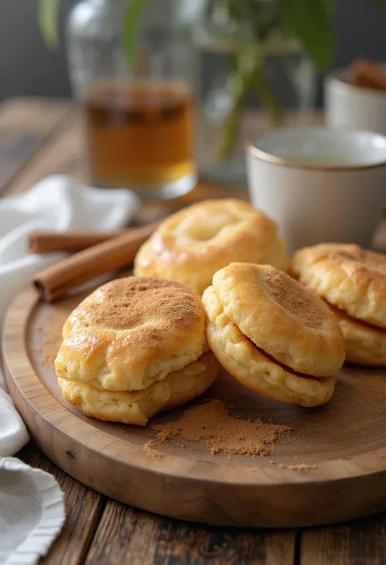 Tvarohovo-skořicové linecké cukroví na dřevěném prkénku