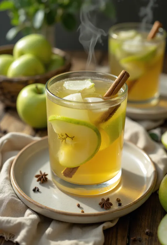 Cider ze zelených jablek v hrnku