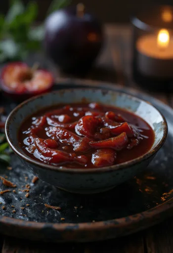 BBQ grilovaná švestková omáčka servírovaná