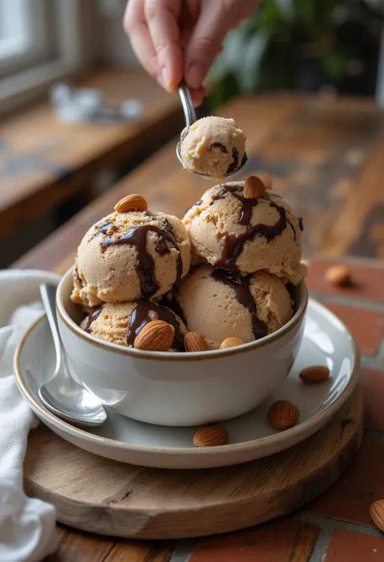 Zmrzlina Jamoca Almond Fudge při podávání