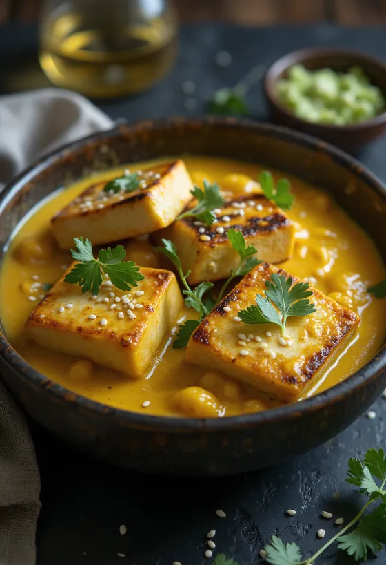 Grilované tofu s tahini kari