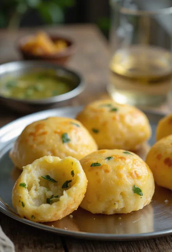 Idli s krupicí (Rava) čerstvě servírované, zdobené koriandrem