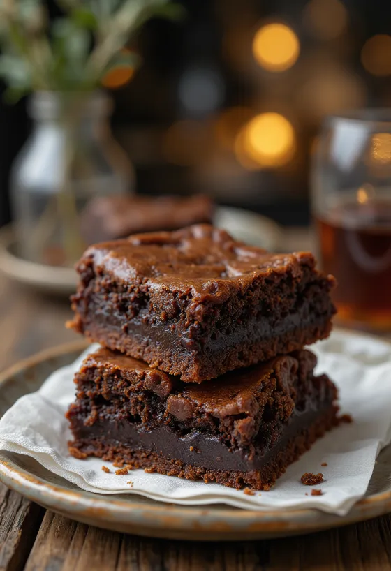 Brownie s bohatou čokoládovou chutí, nakrájené na řezy