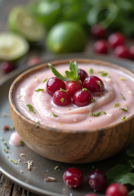 Kokosová omáčka s brusinkami a limetkou