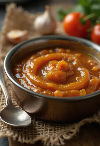 BBQ omáčka s máslovým karamelem a chilli servírovaná