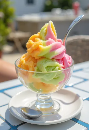 Duhový ovocný sherbet