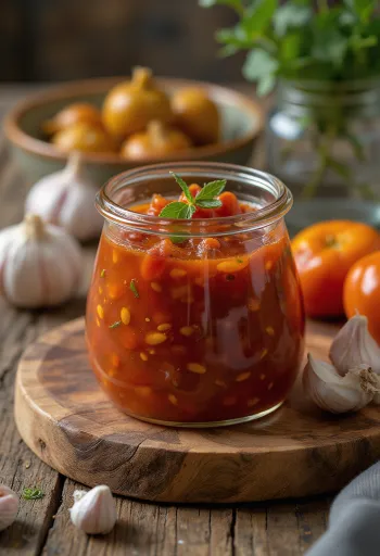 Česneková chilli omáčka servírovaná