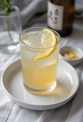 Japonský cider se saké podávaný ve sklenici