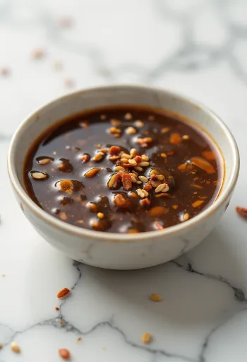 Sezamová chilli-zázvorová omáčka naservírovaná v misce