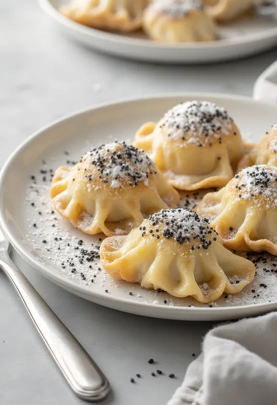 Maďarské makové knedlíky servírované