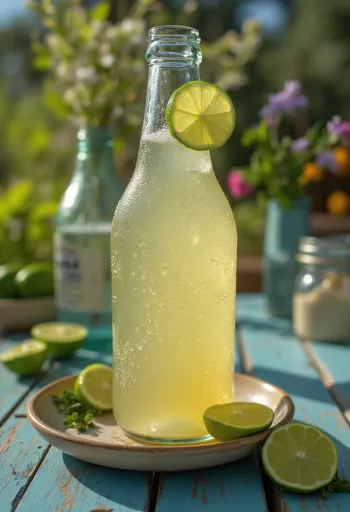 Mexický limetkový cider ve sklenici s plátky limetky