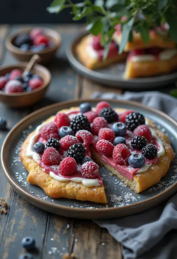 Čerstvě upečená pizza s lesním ovocem