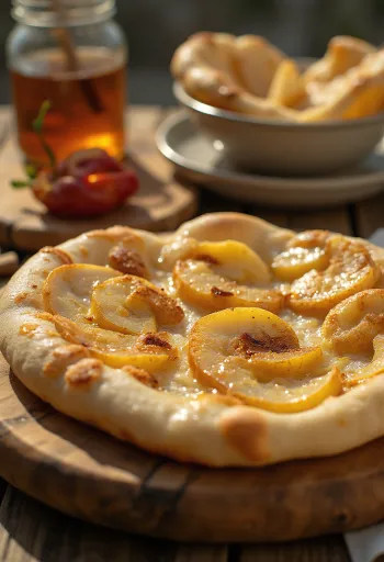 Servírovaný jablečno-skořicový naan chléb