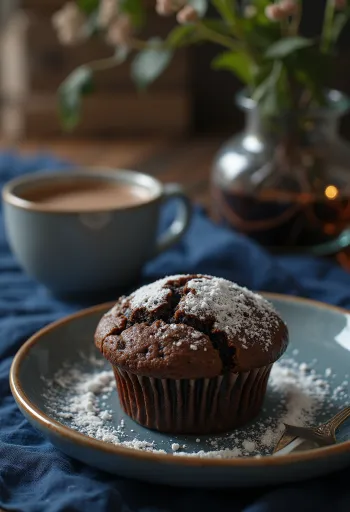 Kakaové muffiny servírované na talíři