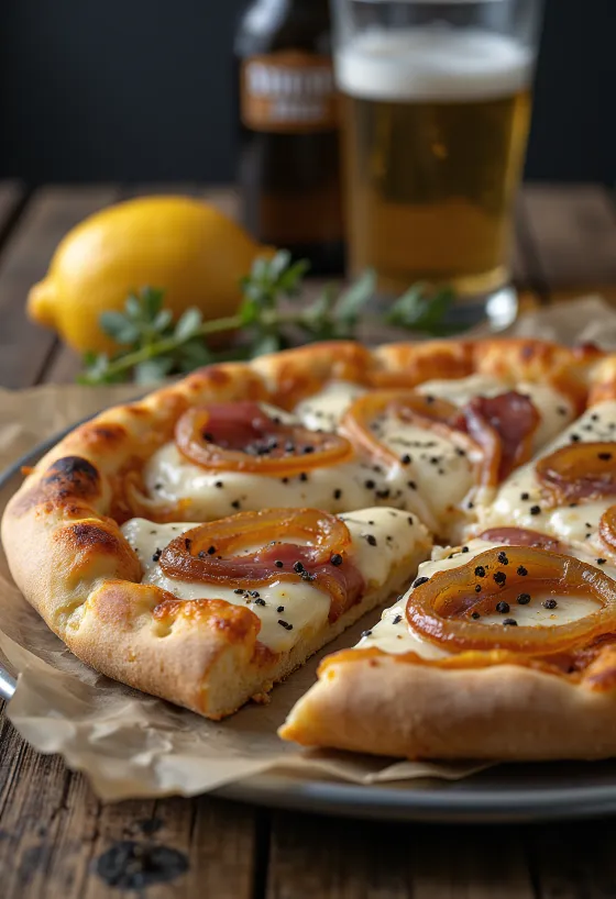 Pizza alsacienne se slaninou a cibulí