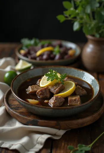 Rawon nguling indonéská polévka s hovězím masem, koriandrem a limetkovými listy