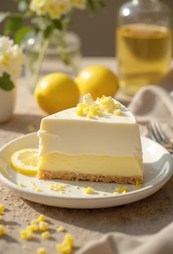 Citronový jogurtový dort zdobený čerstvými kolečky citronu