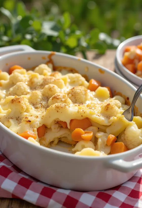 Zapékaná zelenina s květákem servírovaná