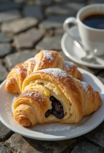 Kávový croissant servírovaný