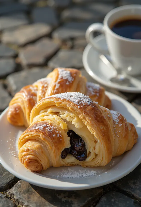 Kávový croissant servírovaný