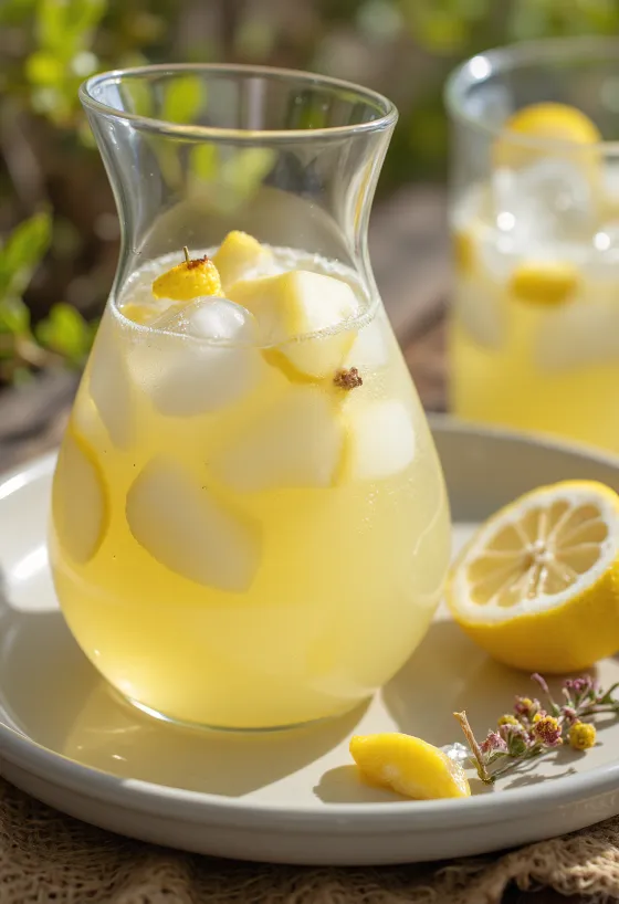 Hrušková limonáda podávaná ve sklenici