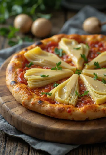Pizza ai Carciofini podávaná s artyčoky