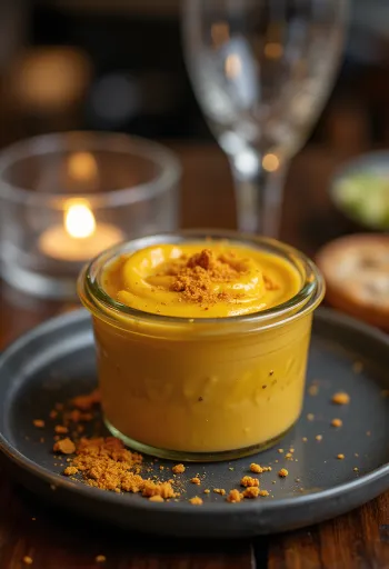 Pivní chilli-hořčičná omáčka v misce s čerstvými chilli papričkami